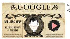 Doodle Google en l'honneur de Nellie Bly.