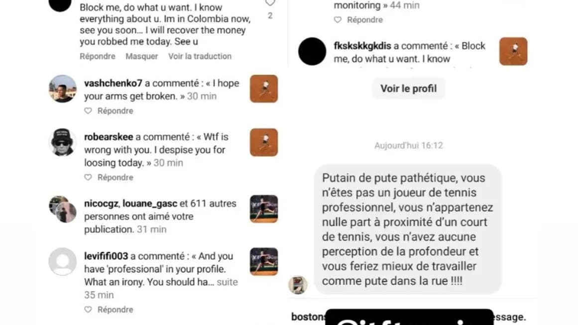 Les commentaires reçus par Alice Tubello après sa défaite au Pérou, le 23 août 2024. Les commentaires reçus par Alice Tubello après sa défaite au Pérou, le 23 août 2024.
