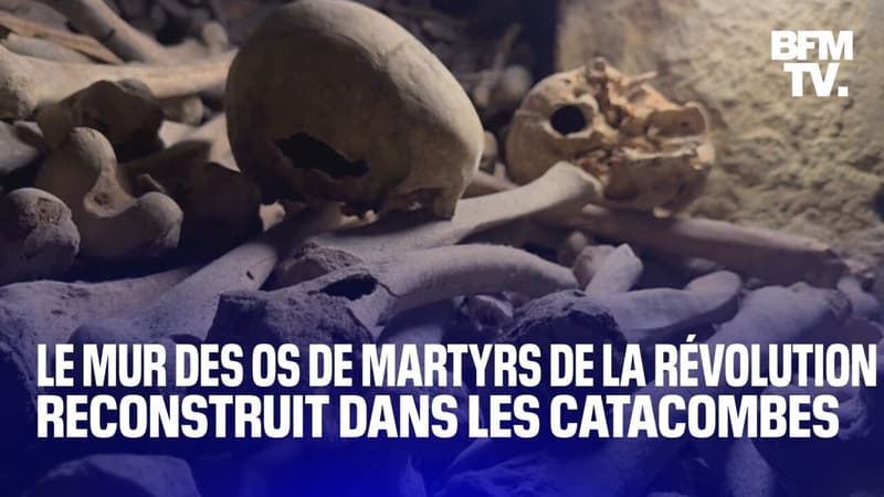 Paris: le mur des squelettes des martyrs de la Révolution reconstruit dans les Catacombes