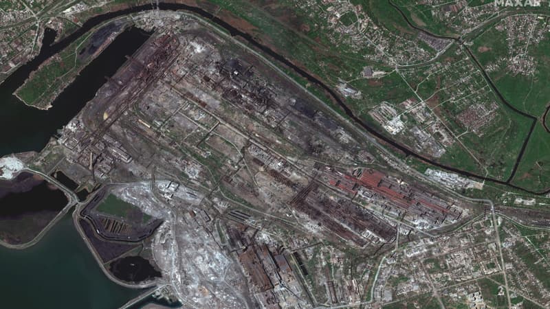 L'aciérie d'Azovstal à Marioupol, au sud de l'Ukraine. 