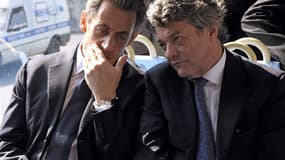 Nicolas Sarkozy et Jean-Louis Borloo à Valenciennes le 23 mars 2012.