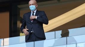Pierluigi Collina, le patron des arbitres de la Fifa, dans sa loge lors du match Oman-le Qatar en Coupe arabe, le 3 décembre 2021 à Al-Rayyan 