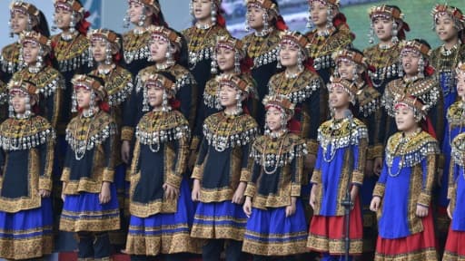 Une chorale d'enfants chantent lors de la cérémonie d'intronisation de la nouvelle présidente taïwanaise Tsai Ing-wen à Taipei le 20 mai 2016