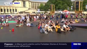 Une fan zone s'est installée ce vendredi, place du Trocadéro à Paris, pour les J.O. de Tokyo