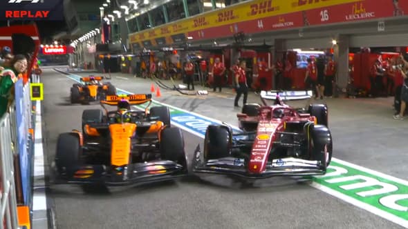 L'accrochage entre Lando Norris et Charles Leclerc lors des essais libres 2 du GP de Singapour le 3 octobre 2025