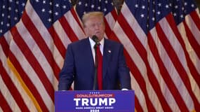 Donald Trump pendant une conférence de presse le 31 mai 2024