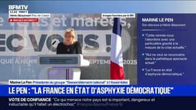 Crise politique: "La France est en état d'asphyxie démocratique", affirme Marine Le Pen