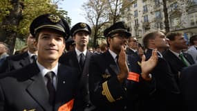 Des pilotes Air France lors d'un mouvement de grève en 2014