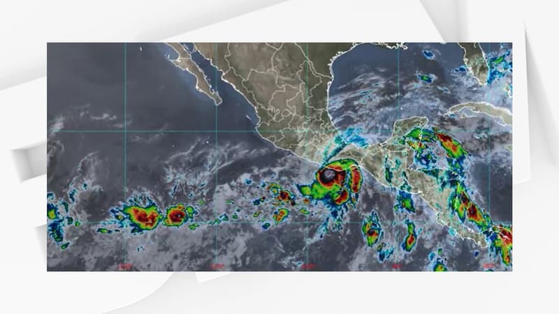 Avancée de l'ouragan Agatha sur la côté sud-ouest du Mexique le lundi 30 mai 2022