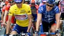 François Simon, maillot jaune, aux côtés de Lance Armstrong