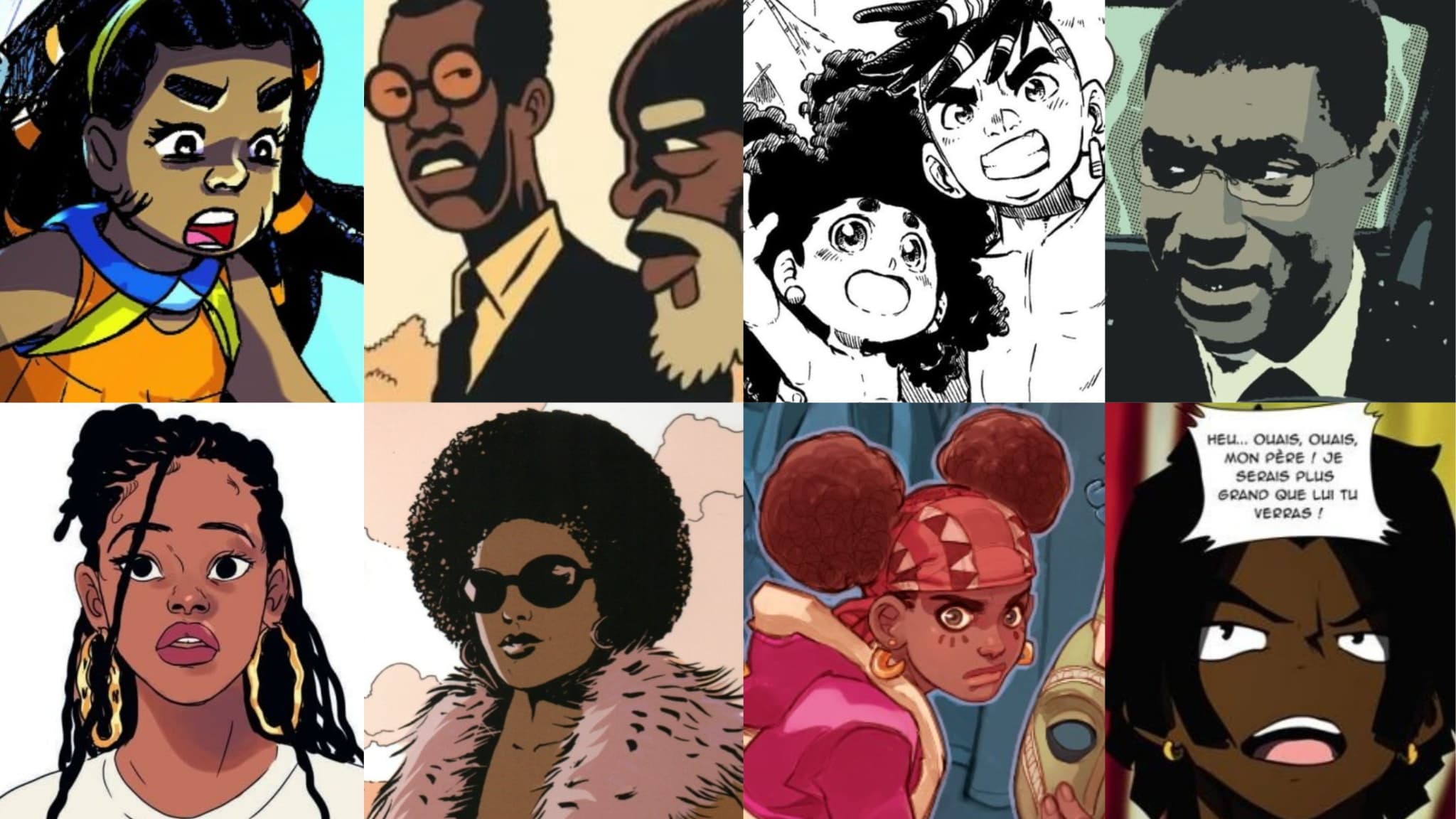 Des extraits des BD "Mulatako", "T'zée", "Red Flower", "Primordial", "Amours Croisées", "Le Coyote et le Serpent", "Masques" et "The Last Kamit"