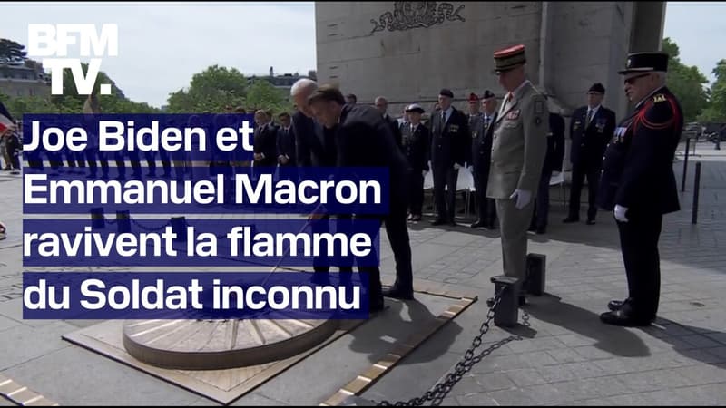 Visite d'État de Joe Biden à Paris: Emmanuel Macron et le président américain ravivent la flamme du Soldat inconnu