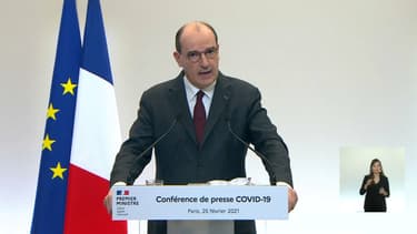 Jean Castex, lors d'une conférence de presse sur la crise sanitaire le 25 février 2021.