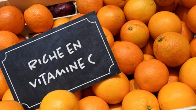 Des oranges présentées sur un étal, lors du Salon de l'agriculture à Paris, en février 2020.