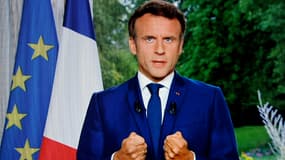Le président Emmanuel Macron lors d'une allocution télévisée, le 22 juin 2022 à Paris.