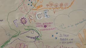 Des dessins d'enfants victimes collatérales de violences conjugales, faits au sein de la cellule psychologique d'écoute dédiée à Mulhouse dans le Haut-Rhin.