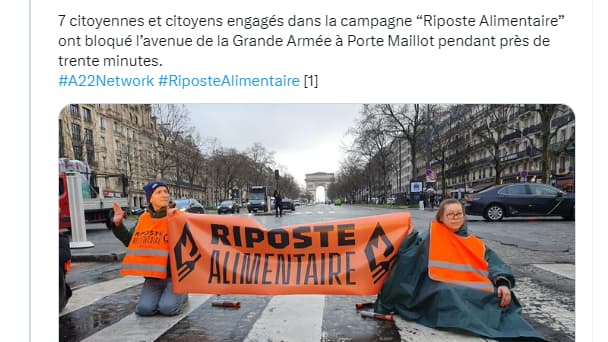 Climate Activists Block Avenue de la Grande-Armée in Paris: Hands Stuck to the Asphalt