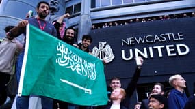 Les fans de Newcastle après le rachat du club par un fonds d'Arabie Saoudite, le 7 octobre 2021