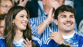 Antoine Dupont et Iris Mittenaere au match de Côme contre la Lazio, le 24 août 2024.