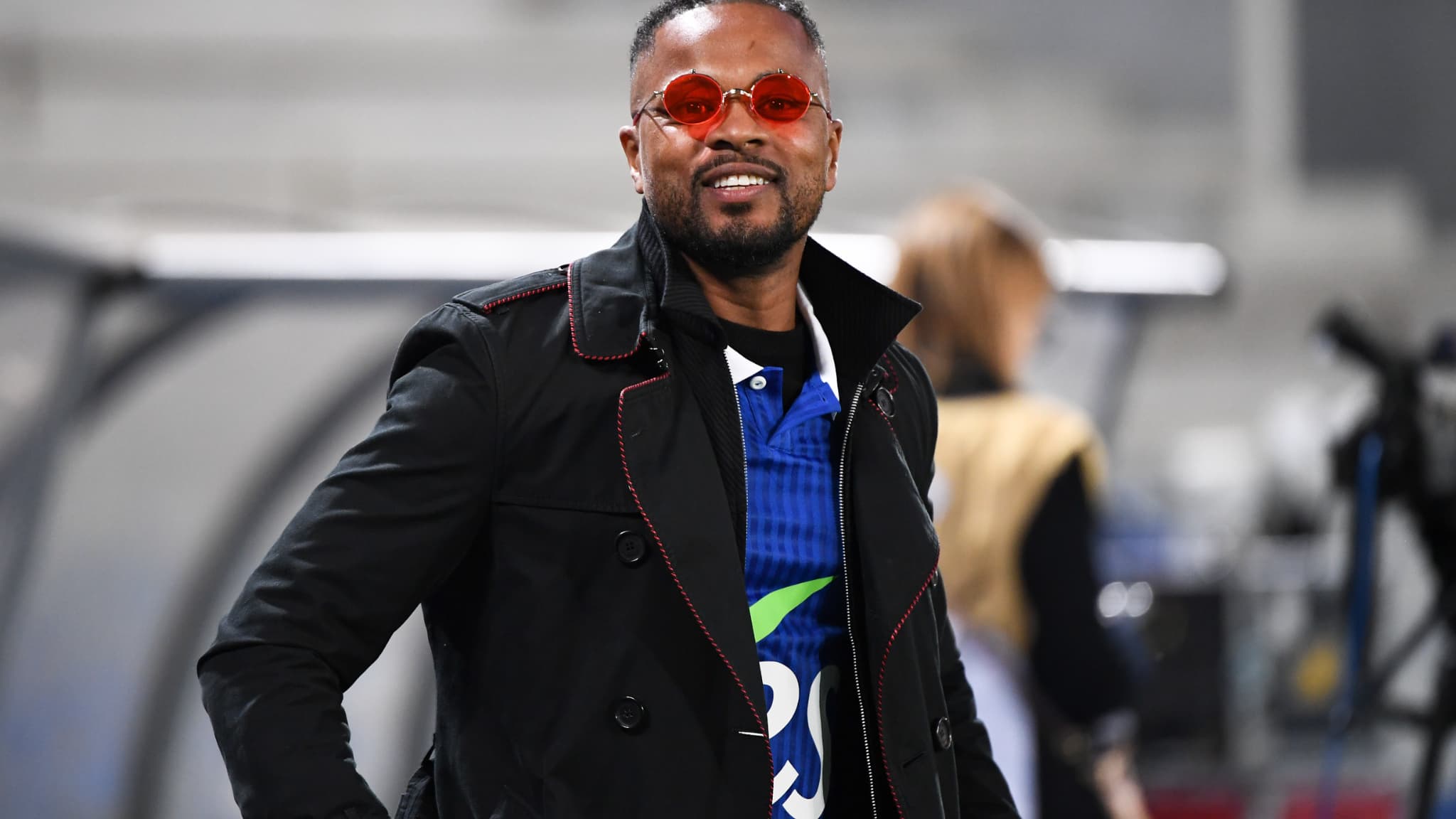 Patrice Evra avec le maillot de Strasbourg en Ligue 1.