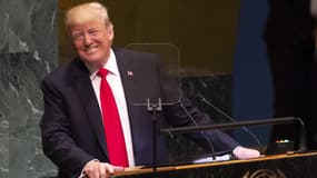 Donald Trump lors de son discours à la tribune de l'Assemblée générale des Nations unies, le 25 septembre 2018. 