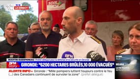 Incendie en Gironde: "L'autoroute A63 est fermée, elle est purgée pour que les pompiers soient en capacité de venir dessus", affirme la préfecture