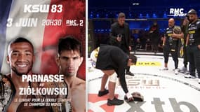 MMA - KSW : Forfait, Ziolkowski pose sa ceinture à terre, devant Parnasse