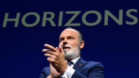 Edouard Philippe lors du lancement de son nouveau parti "Horizons" au Havre, le 9 octobre 2021