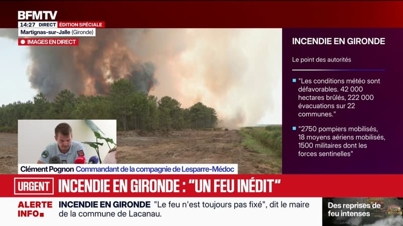 Incendies: "Il a fallu trouver des itinéraires adaptés pour faciliter l'évacuation" à Lacanau, indiquent les autorités