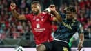 Duel Mounié-Agbadou lors du match de Ligue 1 Brest-Reims