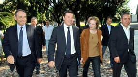 Jean-Francois Copé, Christian Estrosi, Nathalie Kosciusko-Morizet et Xavier Bertrand, à Nice. Plusieurs milliers de sympathisants de l'UMP et un aréopage de personnalités ont participé dimanche à un contre-meeting visant à concurrencer les "Journées d'été