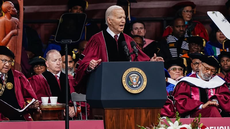 Joe Biden au Morehouse College d'Atlanta, le 19 mai 2024