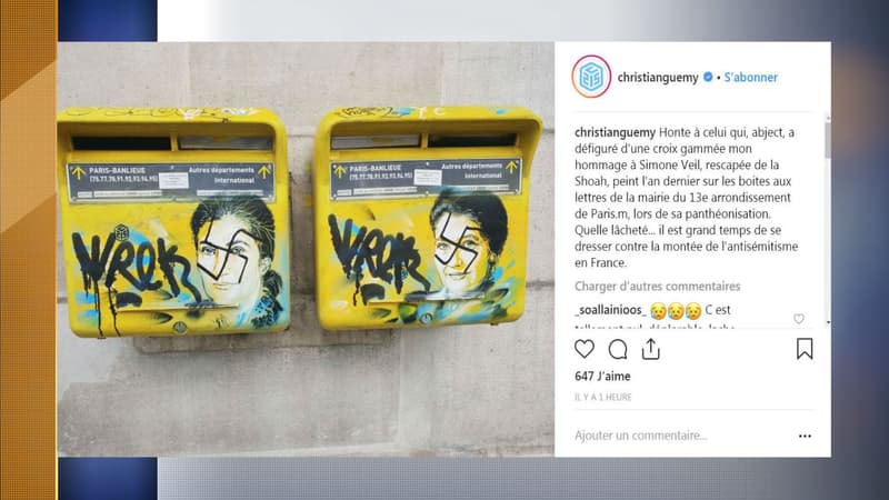 Des oeuvres de street-art représentant Simone Veil ont été taguées de croix-gammées.