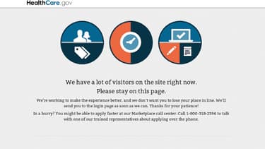 "Nous avons beaucoup de visiteurs sur le site en ce moment. Veuillez, s'il vous plaît rester sur cette page". Beaucoup d'Américains patientent encore.