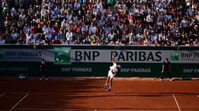Lucas Pouille sur le court 14 de Roland-Garros, le 28 mai 2023