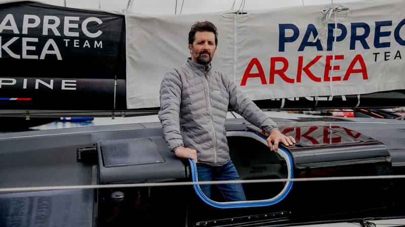 Le skipper Yoann Richomme (Paprec Arkea) avant The Transat CIC, 25 avril 2024