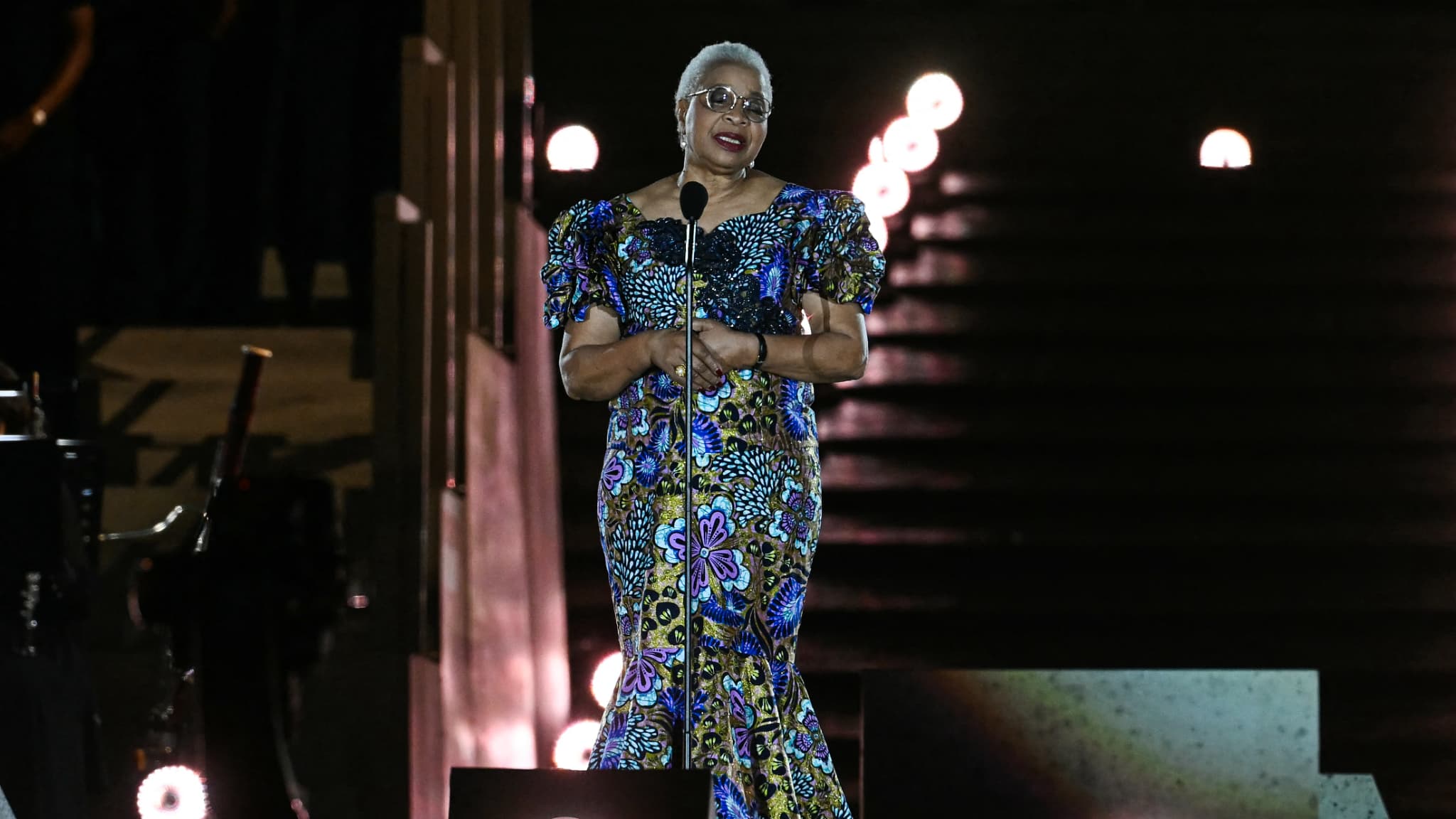 Graça Machel, épouse de l'ancien président Nelson Mandela, sur scène ce samedi 13 septembre à Rome.
