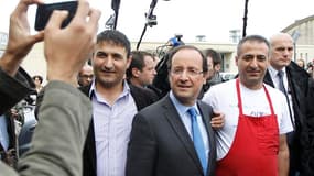 Francois Hollande à Laon. Le candidat socialiste s'est présenté mardi comme un possible président proche des Français