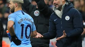 Sergio Agüero et Pep Guardiola