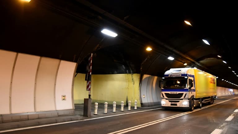 Le tunnel du Mont Blanc entre la France et l'Italie le 12 janvier 2017