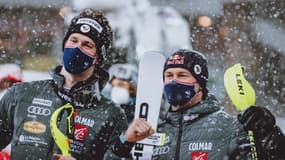 Clément Noël et Alexis Pinturault après le slalom de Schladming