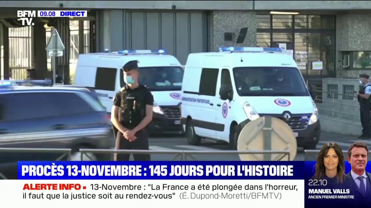 Salah Abdeslam actuellement escorté vers le Palais de Justice de Paris pour  assister au procès des attentats du 13-Novembre