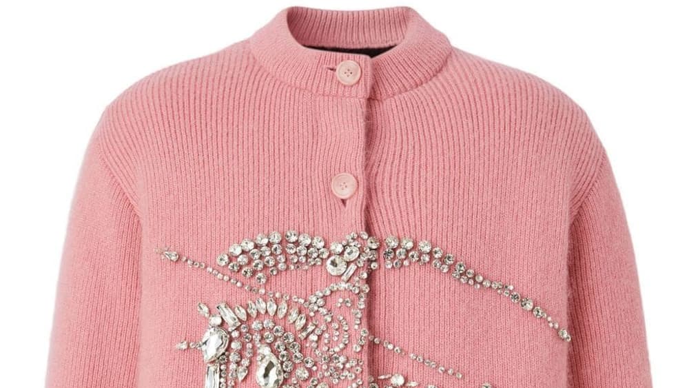 Burberry- Cardigan matelassé à ornements en cristal