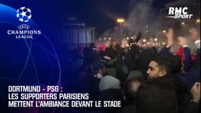 Dortmund - PSG : Les supporters parisiens mettent l'ambiance devant le stade