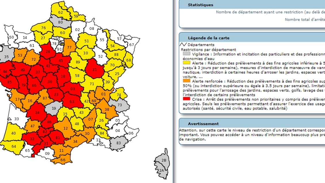 64 départements sont en situation de crise. 64 départements sont en situation de crise.