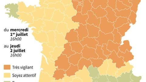 Les départements en vigilance orange canicule Les départements en vigilance orange canicule