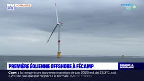 Fécamp: la première éolienne installée dans le parc offshore