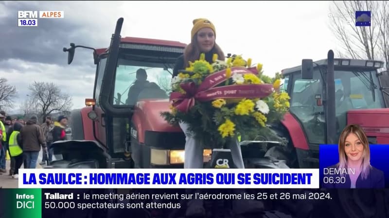 La Saulce: une gerbe de fleurs déposée en hommage aux agriculteurs qui se suicident 