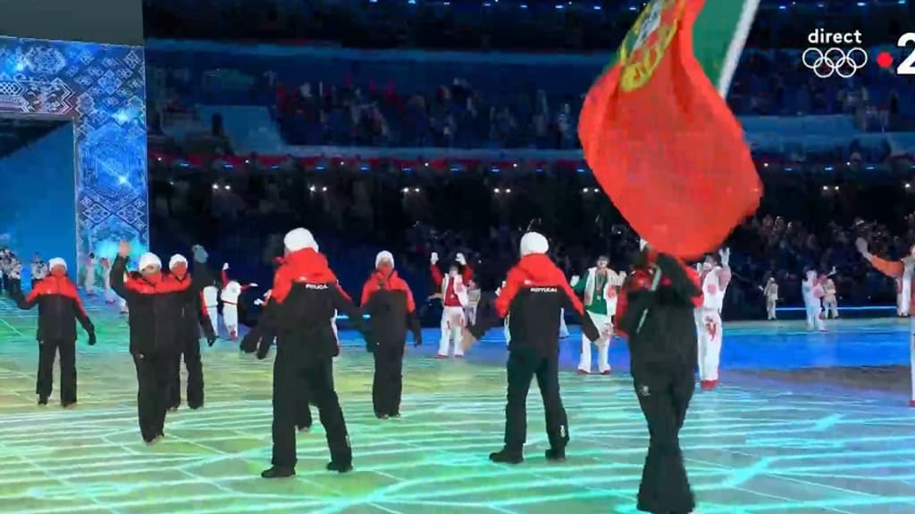 La délégation du Portugal lors de la cérémonie d'ouverture des JO d'hiver, le 4 février 2022.