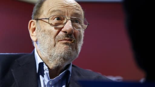 L'auteur italien Umberto Eco le 12 mai 2015 à Paris